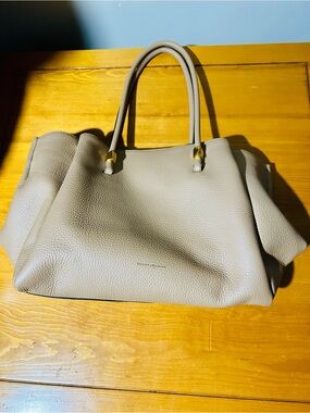 Donna Karan Pebbled Leather Tote in Taupe